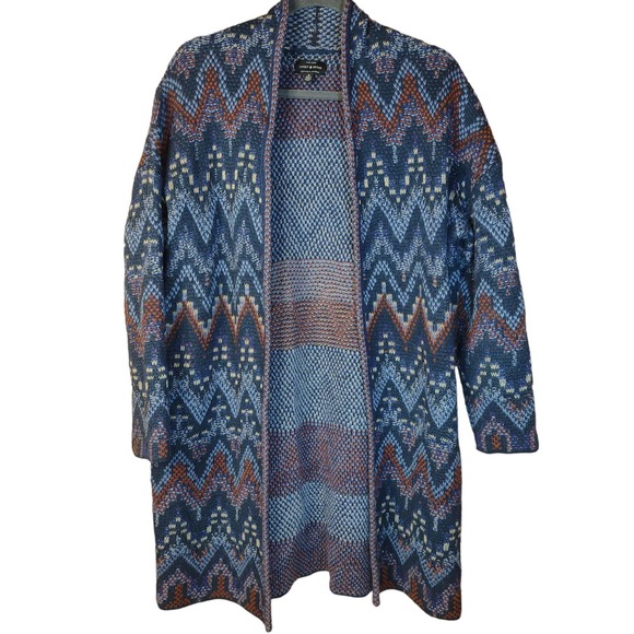 Lucky Brand Sweaters - Lucky Brand Wool blend Ikat print open front cardigan sweater Aztec southwestern